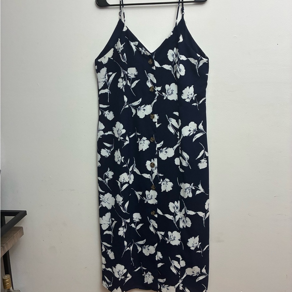 Everly Blue Midi Slip Dress for Wedding Guest